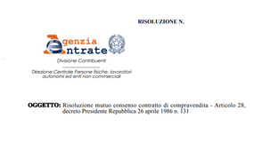 Risoluzione consensuale compravendita: l'imposta di registro si paga in modo proporzionale