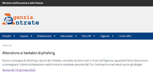 Dichiarazione dei redditi, l'Agenzia delle Entrate mette in guardia dai tentativi di phishing