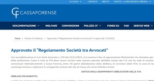 Il regolamento di Cassa Forense per le Società tra Avvocati