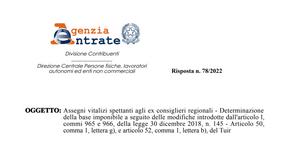 Vitalizi consiglieri regionali, come si calcola la base imponibile?
