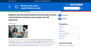 Pari opportunità: servizio online per il rapporto del personale anche per le aziende con più di 50 dipendenti 