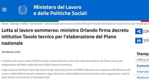 Lavoro nero, al via il tavolo tecnico per definire il Piano per la lotta al sommerso