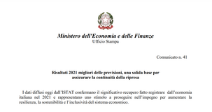 PIL 2021, dati Istat: aumento del 6,6 per cento dopo il calo del 9 per cento del 2020