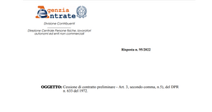 Contratto preliminare, per la cessione con corrispettivo l'imposta di registro è in misura fissa 