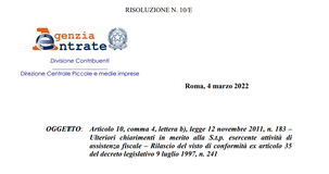 Visto di conformità, abilitati i soci di STP con controllo dei diritti di voto