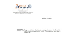 ODV, convenzioni con la ASL senza partita iva: la risposta delle Entrate