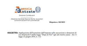 Dopo di noi, l'esenzione dall'imposta per successioni e donazioni si applica anche agli atti mortis causa