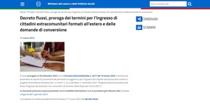Decreto Flussi 2022: proroga della domanda al 30 settembre per conversione e formazione all'estero