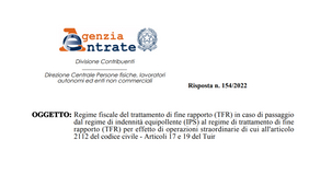 TFR, i chiarimenti delle Entrate sul calcolo