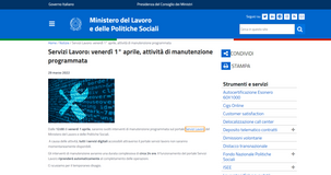 Servizi Lavoro, blocco sito il 1° aprile 2022: 24 ore di manutenzione del portale