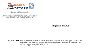 Proroga regime impatriati: requisiti sulla cittadinanza salvi con l'Accordo Brexit
