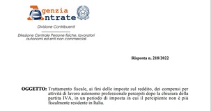 Chiusura partita IVA e compensi arretrati: istruzioni per il professionista non residente
