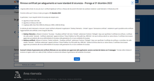 Proroga rinnovo ambiente di sicurezza Entratel al 31 dicembre 2022