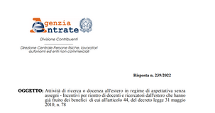 Rientro dei cervelli, agevolazioni per docenti anche in caso di aspettativa all'estero