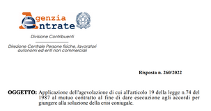 Anche il mutuo può rientrare nelle agevolazioni fiscali per la risoluzione della crisi coniugale 