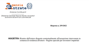 Regime impatriati, agevolazioni anche con lo stesso contratto ma con un cambio di residenza e ruolo