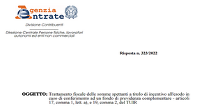 Incentivo all'esodo: si paga l'IRPEF anche se l'importo è destinato al fondo pensione