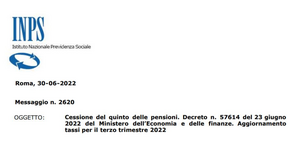 Cessione del quinto delle pensioni, tassi aggiornati dal 1° luglio al 30 settembre 2022