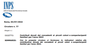 Contributi INPS 2022 piccoli coloni e compartecipanti familiari: importo, aliquota e scadenza