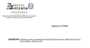 Dichiarazione dei redditi, solo gli eredi possono presentarla per una persona deceduta: esclusi i legatari