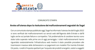 Sito Agenzia delle Entrate in blocco: malfunzionamenti risolti
