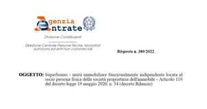 Superbonus 110, escluso dall'agevolazione il socio di una S.r.l. in affitto