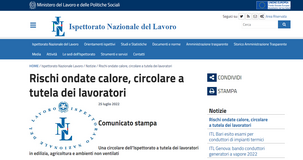 Sicurezza sul lavoro: l'INL intensifica i controlli nei settori più esposti ai rischi del caldo