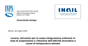 Cassa integrazione, INPS: si può presentare domanda anche per le temperature elevate