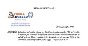 Società benefit, pronto il codice tributo per la compensazione con F24