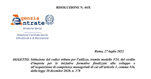 Bonus formazione manageriale, per le imprese arriva il codice tributo per utilizzare il credito d'imposta 