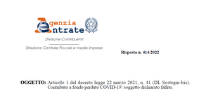 Fondo perduto, se la società è fallita non ha diritto al contributo