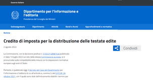 Bonus imprese editrici per la distribuzione delle testate: domanda dal 14 ottobre 