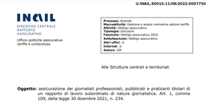 Infortuni giornalisti, dal 1° luglio trattamenti a carico dell'INAIL ma con regole INPGI