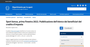 Sport bonus 2022: come utilizzare il credito d'imposta