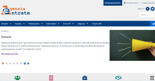 Concorso Agenzia delle Entrate per 900 assistenti tecnici: domanda entro il 23 settembre 2022