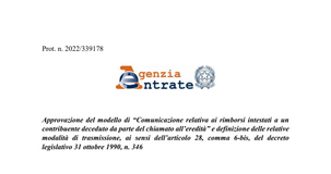 Rimborso erede, pronto il modello della comunicazione alle Entrate per chi rinuncia alle somme del defunto