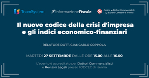 Nuovo codice della crisi d'impresa e indici economico-finanziari: l'evento formativo del 27 settembre