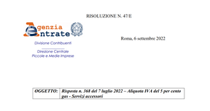 Bollette del gas: la riduzione IVA si applica all'intero importo della fattura