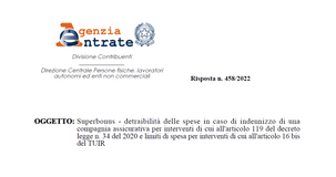 Superbonus, l'indennizzo di una assicurazione rientra nella detrazione?
