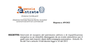 Bonus ristrutturazione, il rimborso dell'assicurazione non preclude l'accesso all'agevolazione