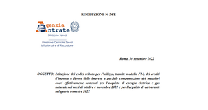 Bonus energia 2022 nel Decreto Aiuti ter: per ogni credito d'imposta un codice tributo