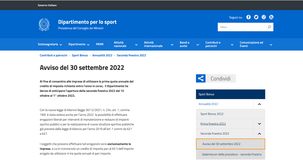 Sport bonus 2022: si apre la seconda finestra per le domande, scadenza il 31 ottobre