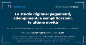 Lo studio digitale, tra pagamenti e agevolazioni: le novità al centro del webinar del 25 ottobre