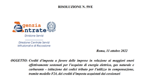 Bonus energia DL Aiuti e Aiuti bis, ogni cessione del credito ha il suo codice tributo