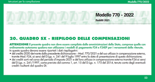 Quadro SX Modello 770/2022: regole per la compilazione