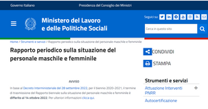 Rapporto sul personale maschile e femminile: le sanzioni per chi non invia i dati sulla parità di genere