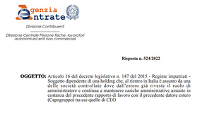 Regime impatriati e gruppo societario: la nuova assunzione apre le porte delle agevolazioni
