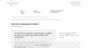 Incentivi automotive: domanda dal 29 novembre 2022 per l'agevolazione dei contratti di sviluppo