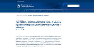 Credito d'imposta per il cinema: domanda a partire dal 15 novembre 2022 