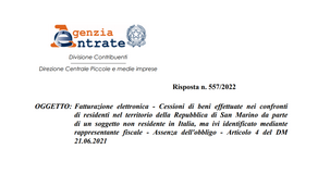Fattura elettronica San Marino, non è obbligatoria se la società non è stabilita o residente in Italia